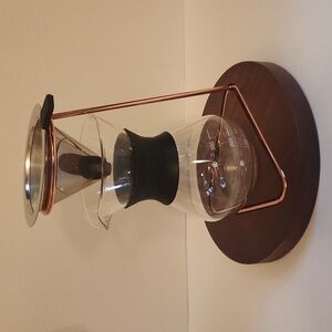 Pour Over Glass Coffee Carafe with Wood And Copper Stand